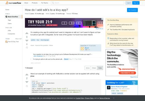 
                            12. python - How do I add sdk's to a kivy app? - Stack Overflow