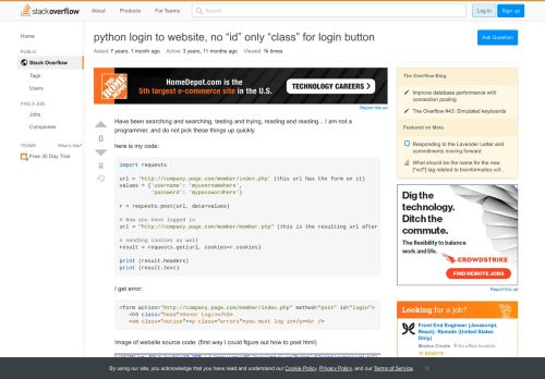 
                            1. python login to website, no 