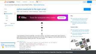 
                            6. python read/write to file login script - Stack Overflow