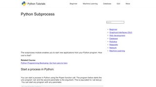 
                            5. Python Subprocess – Python Tutorial - Pythonspot