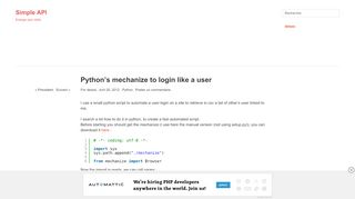 
                            3. Python's mechanize to login like a user | Simple API