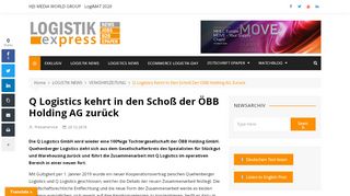 
                            10. Q Logistics kehrt in den Schoß der ÖBB Holding AG zurück | LOGISTIK ...