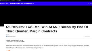 
                            12. Q3 Results: TCS Deal Win At $5.9 Billion By End Of Third Quarter ...