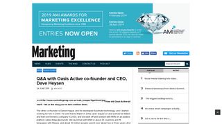 
                            10. Q&A with Oasis Active co-founder and CEO, Dave Heysen ...