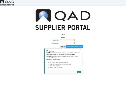
                            4. QAD Supplier Portal (13.13.1) Login