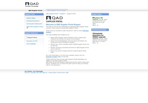
                            3. QAD Supplier Portal > Support > Support Home
