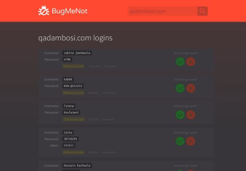 
                            9. qadambosi.com passwords - BugMeNot