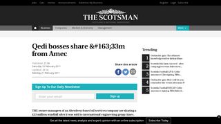 
                            8. Qedi bosses share £33m from Amec - The Scotsman