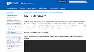 
                            13. QM(+) Star Award | DePaul Online Teaching Series | Programs ...