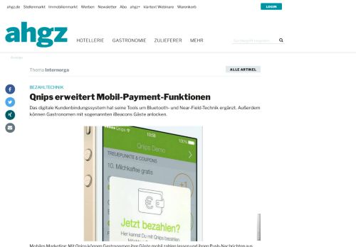 
                            6. Qnips erweitert Mobil-Payment-Funktionen - Allgemeine Hotel- und ...