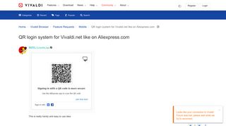 
                            9. QR login system for Vivaldi.net like on Aliexpress.com | Vivaldi Forum