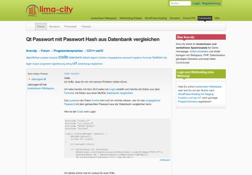 
                            13. Qt Passwort mit Passwort Hash aus Datenbank vergleichen - Lima-City