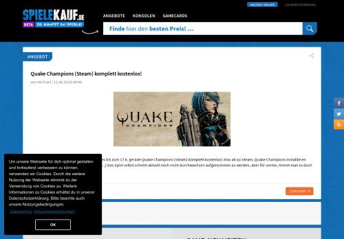 
                            12. Quake Champions (Steam) komplett kostenlos! » Spielekauf.de