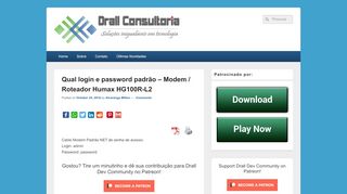 
                            12. Qual login e password padrão – Modem / Roteador Humax HG100R ...