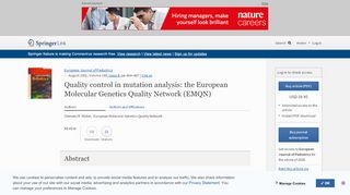 
                            8. Quality control in mutation analysis: the European Molecular Genetics ...