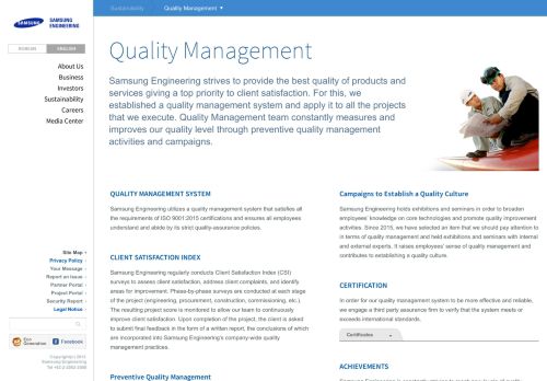 
                            6. Quality Management - Sustainability - Samsung Engineering