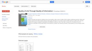 
                            7. Quality of Life Through Quality of Information: Proceedings of MIE2012