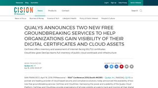 
                            9. QUALYS ANNOUNCES TWO NEW FREE GROUNDBREAKING ...