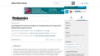 
                            8. Quantitative Proteomic Analysis in Candida albicans Using SILAC ...