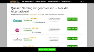 
                            3. Quasar Gaming - bis zu 800 € geschenkt - jetzt anmelden & spielen