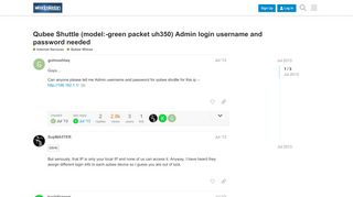 
                            7. Qubee Shuttle (model:-green packet uh350) Admin login ...