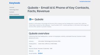 
                            12. Qubole - Email id of Key Contacts, Facts, Revenue - Easyleadz