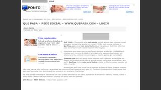 
                            7. QUE PASA – REDE SOCIAL – WWW.QUEPASA.COM – LOGIN ...