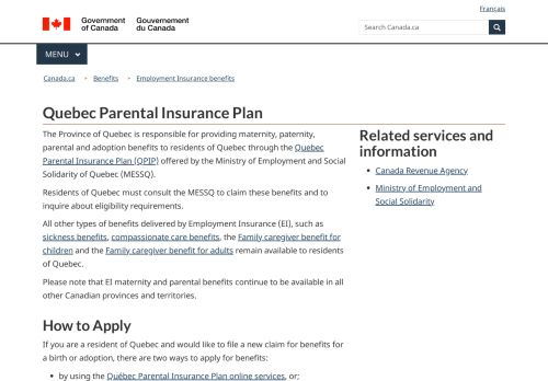 
                            6. Quebec Parental Insurance Plan - Canada.ca
