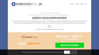 
                            7. Queen Vegas bonuskode 2019 → Få 25 spins + 1000 kr. i februar