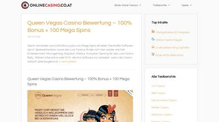 
                            6. Queen Vegas Casino Bewertung - 100% Bonus + 100 Mega Spins