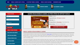 
                            5. Queen Vegas Mobile Casino | 20 Free Spins No Deposit Bonus