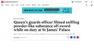 
                            13. Queen's guards officer filmed sniffing powder-like substance off sword ...