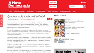 
                            10. Quem controla a Vale do Rio Doce? - A Nova Democracia