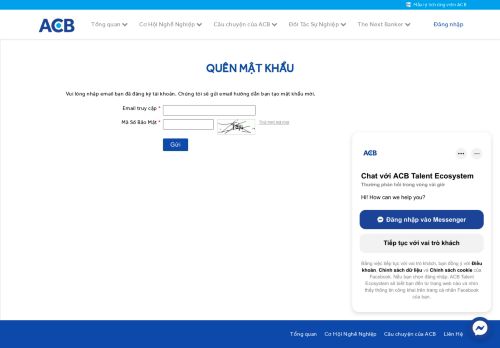 
                            3. Quên mật khẩu - Ngân hàng Á Châu ACB