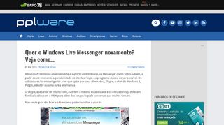 
                            10. Quer o Windows Live Messenger novamente? Veja como... - Pplware