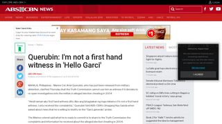 
                            11. Querubin: I'm not a first hand witness in 'Hello Garci' | ABS-CBN News