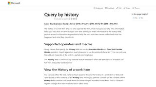 
                            4. Query by history - Azure Boards | Microsoft Docs