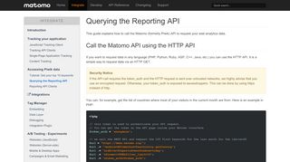 
                            4. Querying the Reporting API: Integrate - Matomo Analytics (formerly ...