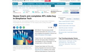 
                            6. Quess Corp's arm completes 45% stake buy in Simpliance Tech - The ...