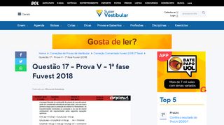 
                            5. Questão 17 - Prova V - 1ª fase Fuvest 2018 - Super Vestibular