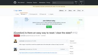 
                            4. [Question] Is there an easy way to reset / clear the state? · Issue #152 ...