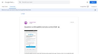 
                            6. Question on Broadlink remote control Skill - Google Product Forums