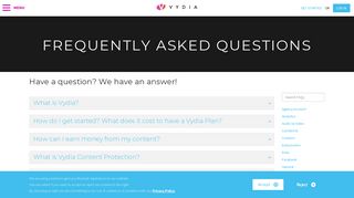 
                            9. Questions About The Vydia Platform? Visit Our FAQs Page | Vydia ...