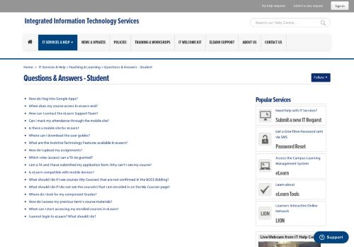 
                            8. Questions & Answers - Student – IT Services & Help
