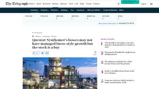 
                            9. Questor: Synthomer's bosses may not have managed Ineos-style ...