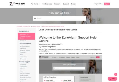 
                            10. Quick Guide to the Help Center – ZoneAlarm Support Center
