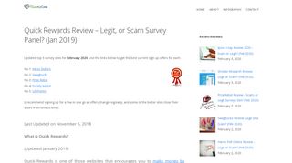 
                            4. Quick Rewards Review - Legit, or Scam Survey Panel? (Jan 2019)