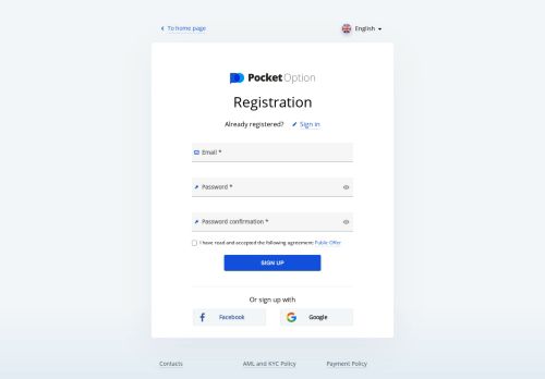 
                            3. quick sign-up - Pocket Option