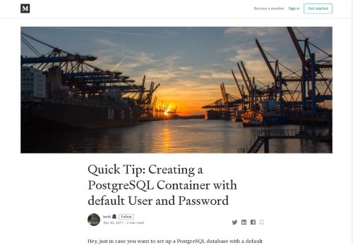 
                            10. Quick Tip: Creating a PostgreSQL Container with default User and ...