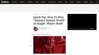 
                            10. Quick Tip: How To Play 'Monster Hunter World' In Single-Player Mode